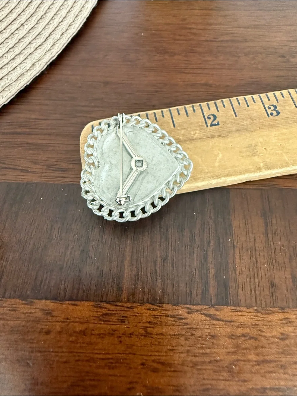 Vintage Silver Tone Heart Brooch